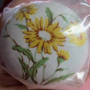 3 Amerock Allison Yellow Sunflower White Floral Round Knobs Cabinet 1-1/2 "